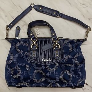 Coach navy and silver hobo